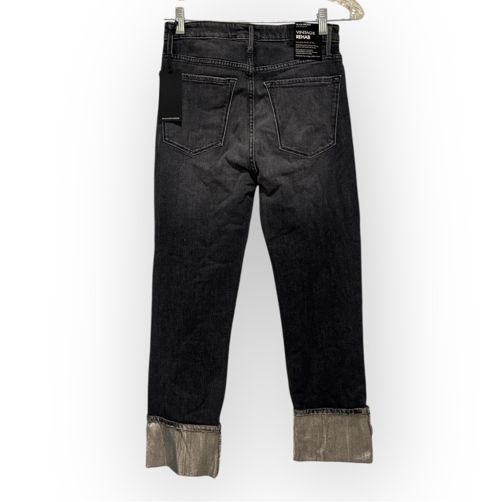 NWT Black Orchid Foil Hem Taylor Straight Leg Jeans Charcoal Gray 26 - Picture 7 of 14